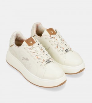 Adidasi Dama Anekke Peace & Love White Sneakers | 1403-NMQJE