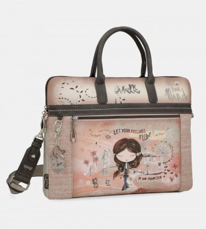 Genți Pentru Documente Dama Anekke Peace & Love Pink Briefcase | 9506-QNUGJ