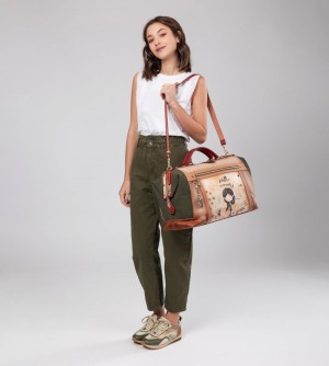 Genti De Voiaj Dama Anekke Peace & Love Camel Travel Bag | 8129-HUBMT