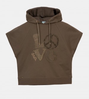 Hanorace Dama Anekke Peace & Love Green Sleeveless Sweatshirt | 0968-WDUYR