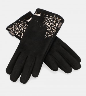 Manusi Dama Anekke Black Fleece-lined Gloves | 3294-WGZUR
