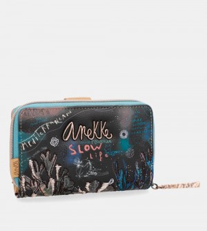 Portofel Dama Anekke Coral Black Coin Purse Wallet | 7312-PTRAF