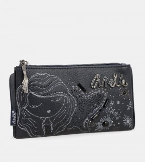 Portofel Dama Anekke Studio Navy Blue Flexible Rfid Wallet | 7328-OFMBK