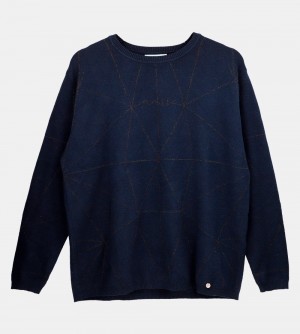 Pulovere Dama Anekke Navy Blue Shoen Sweater | 3526-LIDCJ