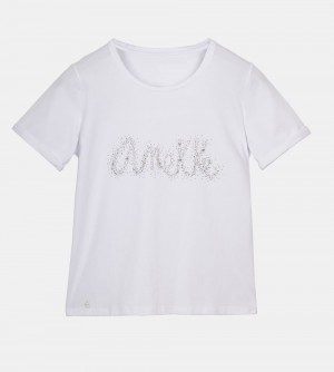 Tricouri Dama Anekke Glitter White T-shirt | 0867-SIQMT