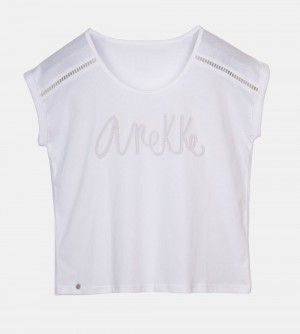 Tricouri Dama Anekke White T-shirt | 6521-OKDZQ